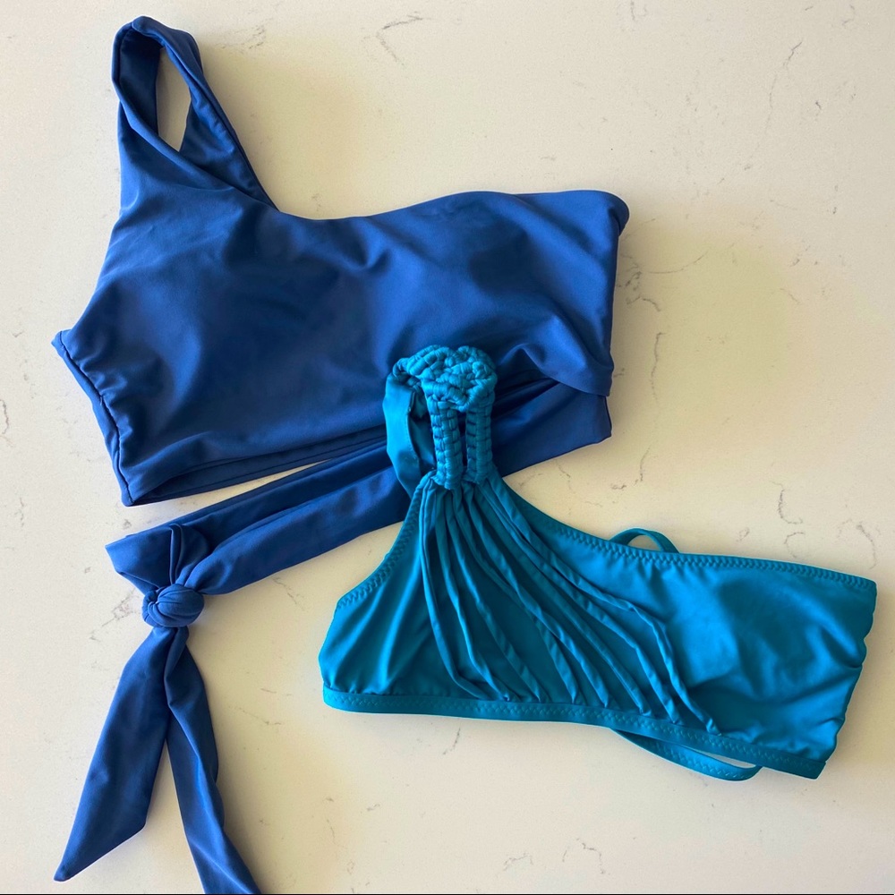Two (2) One shoulder bikini tops - NEVER WORN